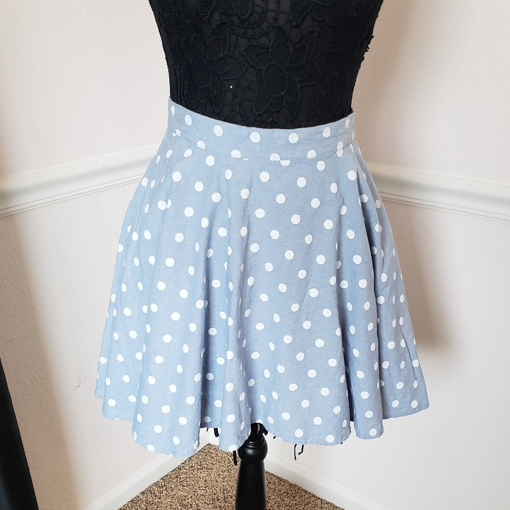 Derek Heart Denim Polka Dot Mini Skirt